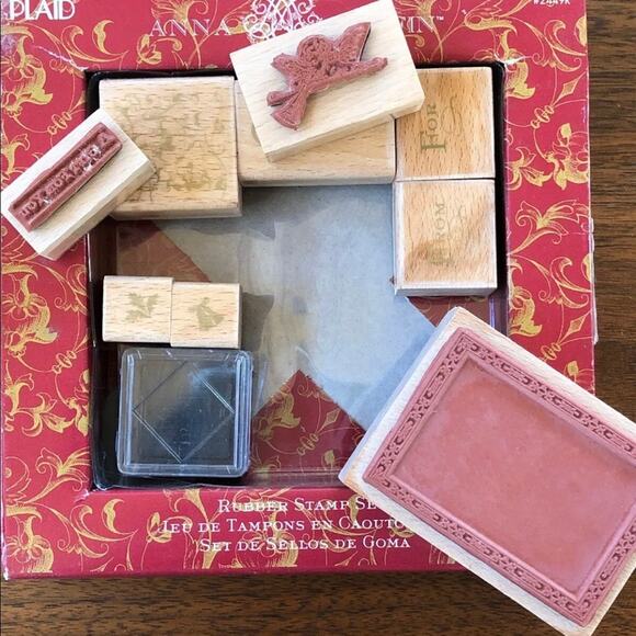 Anna Griffin Christmas Rubber Stamp Set W/ Ink Pad UNUSED - Picture 4 of 7